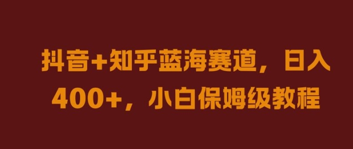 抖音+知乎蓝海赛道，日入几张，小白保姆级教程【揭秘】-三六网赚