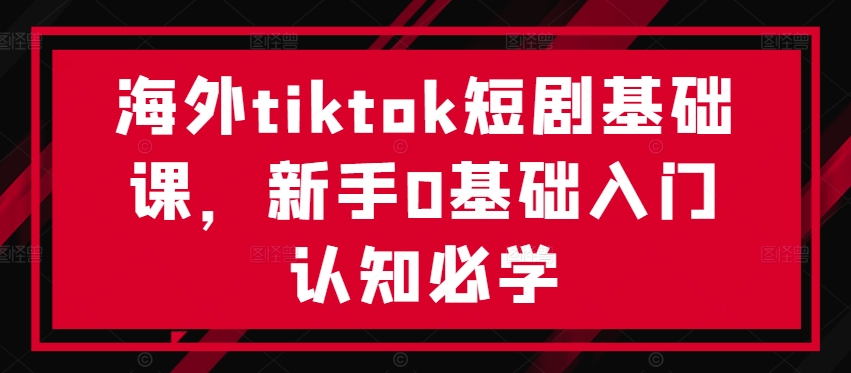 海外tiktok短剧基础课，新手0基础入门认知必学-三六网赚