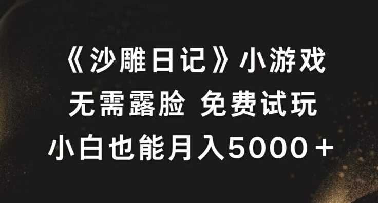 《沙雕日记》小游戏，无需露脸免费试玩，小白也能月入5000+【揭秘】-三六网赚