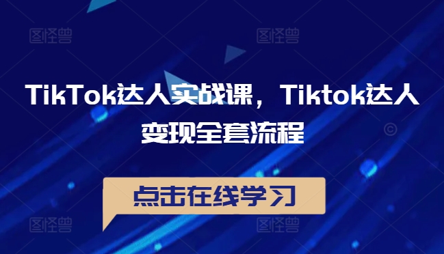 TikTok达人实战课，Tiktok达人变现全套流程-三六网赚