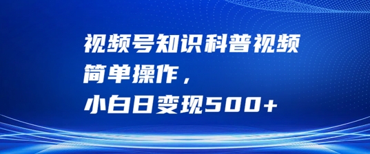 视频号知识科普视频，简单操作，小白日变现500+【揭秘】-三六网赚