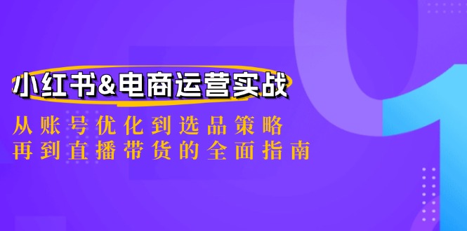 小红书&电商运营实战：从账号优化到选品策略，再到直播带货的全面指南-三六网赚