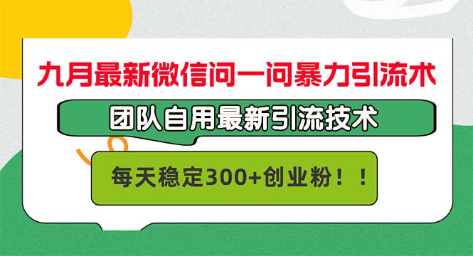 九月最新微信问一问暴力引流术，团队自用引流术，每天稳定300+创…-三六网赚