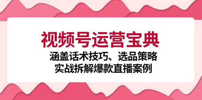 （12808期）视频号运营宝典：涵盖话术技巧、选品策略、实战拆解爆款直播案例-三六网赚