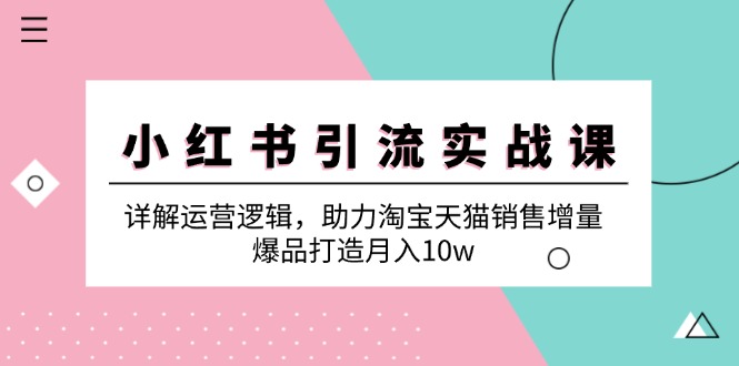 （12809期）小红书引流实战课：详解运营逻辑，助力淘宝天猫销售增量，爆品打造月入10w-三六网赚