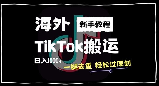 2024最新海外TikTok搬运玩法，一键去重轻松过原创，新手无经验也能日入1k【揭秘】-三六网赚