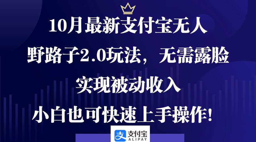 （12824期）10月最新支付宝无人野路子2.0玩法，无需露脸，实现被动收入，小白也可…-三六网赚