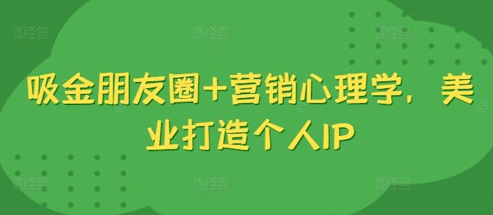 吸金朋友圈+营销心理学，美业打造个人IP-三六网赚