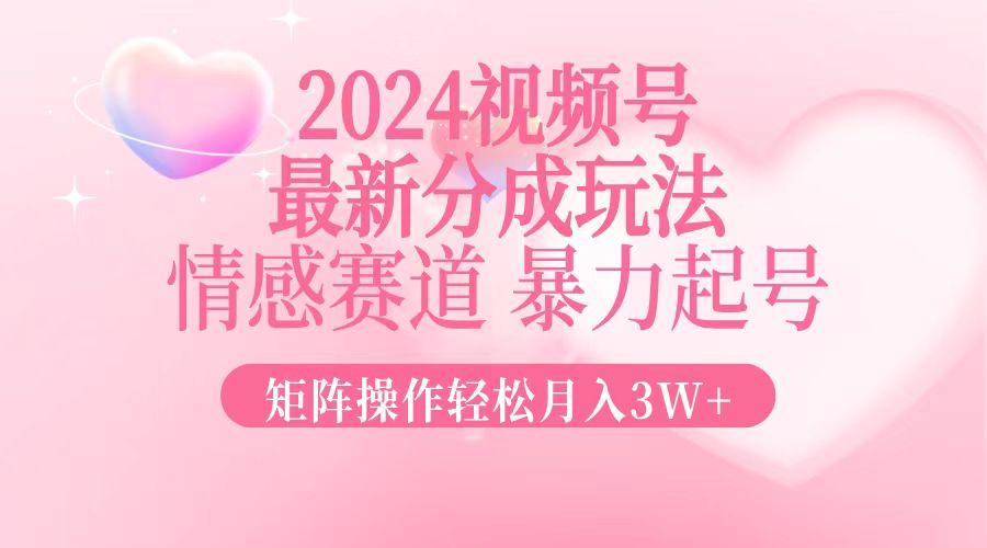 （12922期）2024最新视频号分成玩法，情感赛道，暴力起号，矩阵操作轻松月入3W+-三六网赚