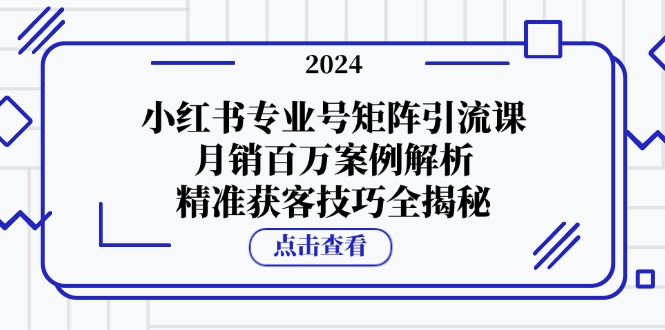 （12943期）小红书专业号矩阵引流课，月销百万案例解析，精准获客技巧全揭秘-三六网赚