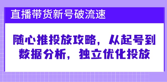 （12942期）直播带货新号破 流速：随心推投放攻略，从起号到数据分析，独立优化投放-三六网赚