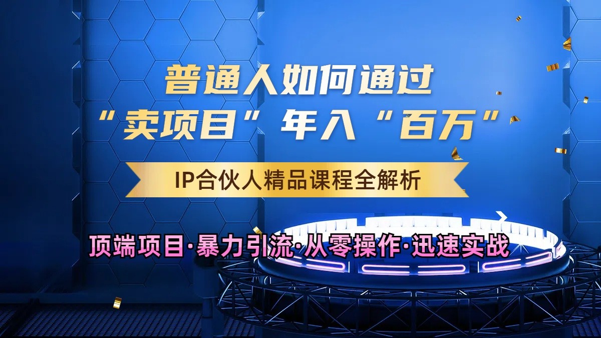 普通人如何通过知识付费“卖项目”年入“百万”，IP合伙人精品课程，黑科技暴力引流-三六网赚