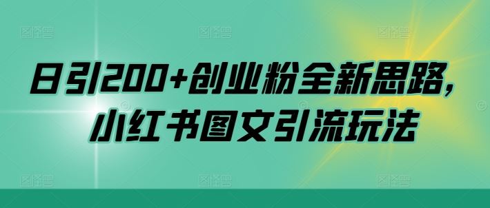 日引200+创业粉全新思路，小红书图文引流玩法【揭秘】-三六网赚