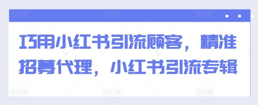 巧用小红书引流顾客，精准招募代理，小红书引流专辑-三六网赚