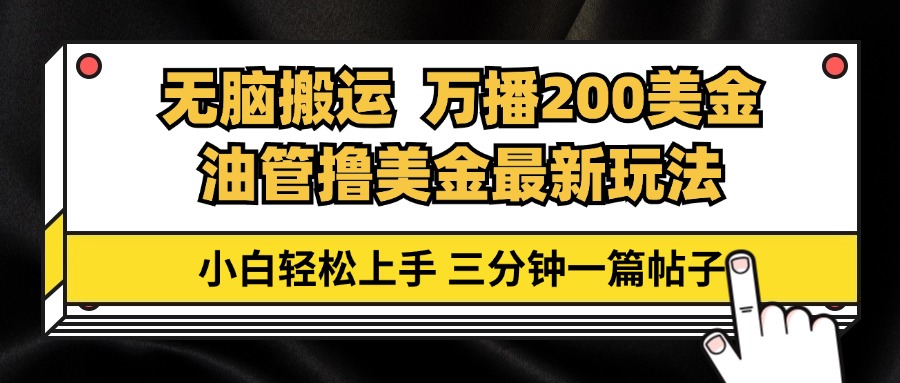 （13050期）油管无脑搬运撸美金玩法教学，万播200刀，三分钟一篇帖子，小白轻松上手-三六网赚