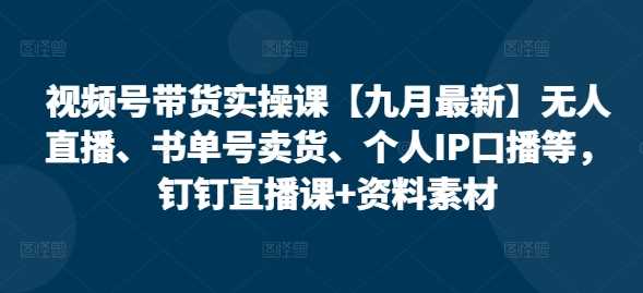 视频号带货实操课【10月最新】无人直播、书单号卖货、个人IP口播等，钉钉直播课+资料素材-三六网赚