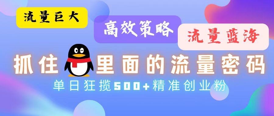 （13068期）流量蓝海，抓住QQ里面的流量密码！高效策略，单日狂揽500+精准创业粉-三六网赚