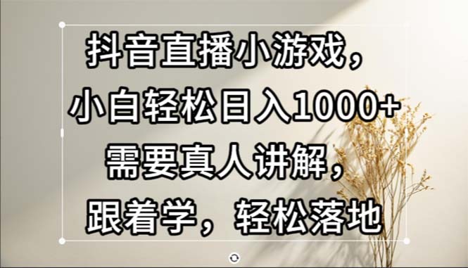 （13075期）抖音直播小游戏，小白轻松日入1000+需要真人讲解，跟着学，轻松落地-三六网赚