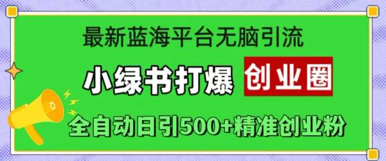 最新蓝海平台无脑引流，小绿书打爆创业圈，全自动日引500+精准创业粉-三六网赚