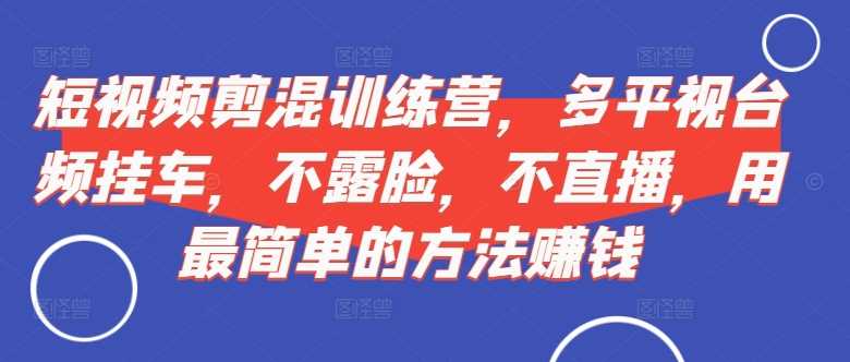 短视频‮剪混‬训练营，多平‮视台‬频挂车，不露脸，不直播，用最简单的方法赚钱-三六网赚