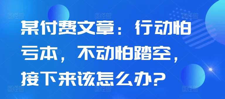 某付费文章：行动怕亏本，不动怕踏空，接下来该怎么办?-三六网赚