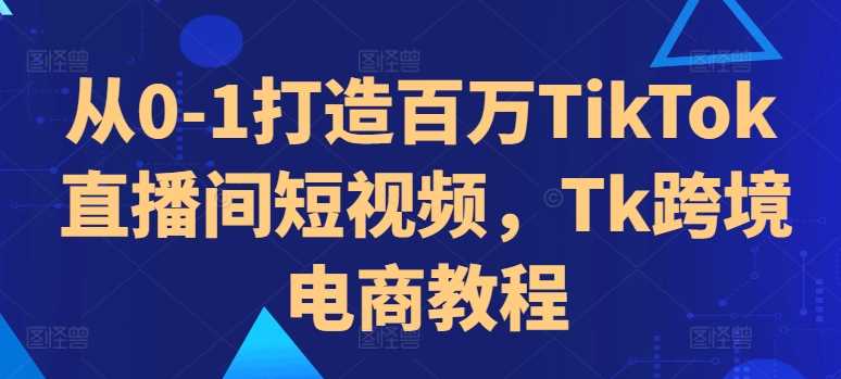 从0-1打造百万TikTok直播间短视频，Tk跨境电商教程-三六网赚