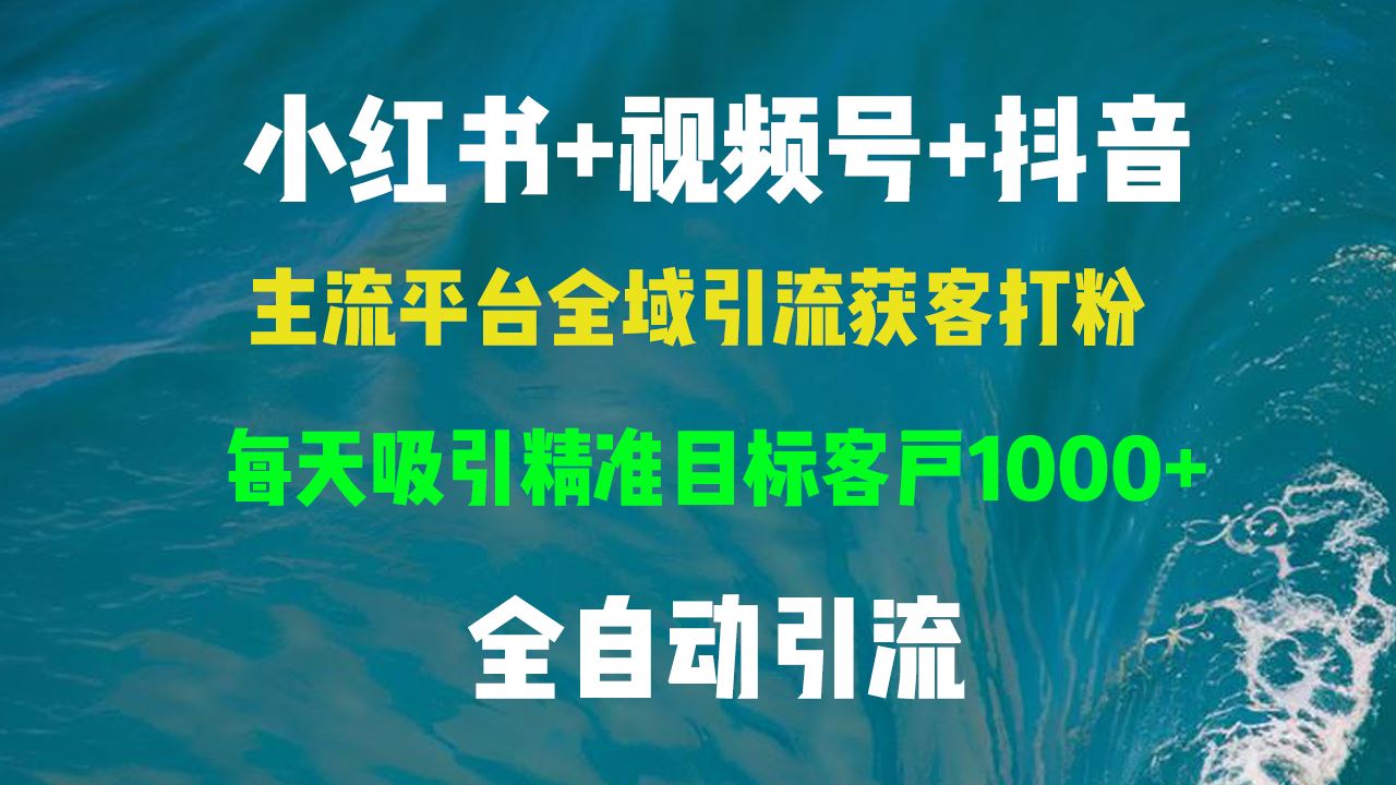 （13104期）小红书，视频号，抖音主流平台全域引流获客打粉，每天吸引精准目标客户…-三六网赚