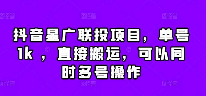 抖音星广联投项目，单号1k ，直接搬运，可以同时多号操作【揭秘】-三六网赚