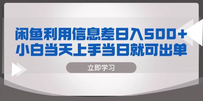 （13170期）闲鱼利用信息差 日入500+  小白当天上手 当日就可出单-三六网赚