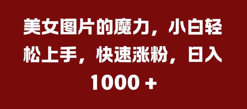 美女图片的魔力，小白轻松上手，快速涨粉，日入几张【揭秘】-三六网赚