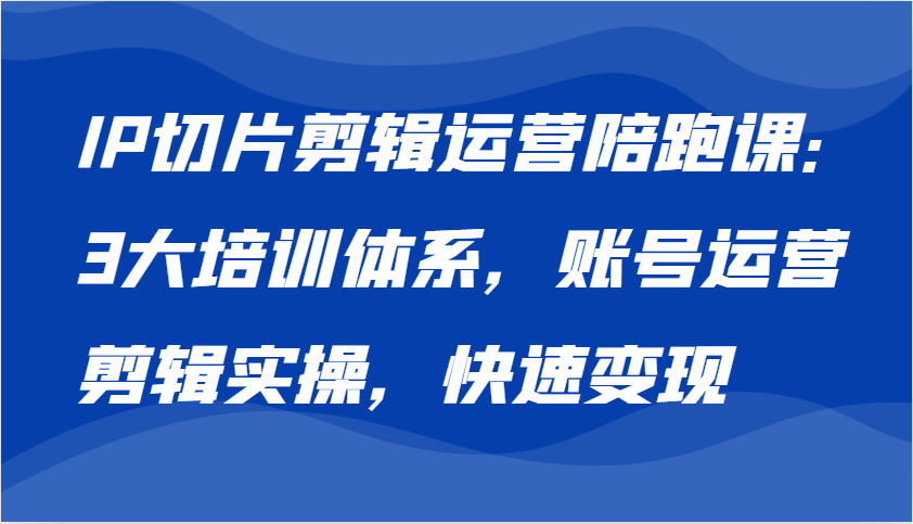 IP切片剪辑运营陪跑课，3大培训体系：账号运营 剪辑实操 快速变现-三六网赚