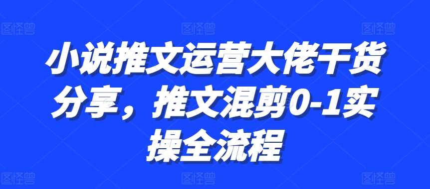 小说推文运营大佬干货分享，推文混剪0-1实操全流程-三六网赚