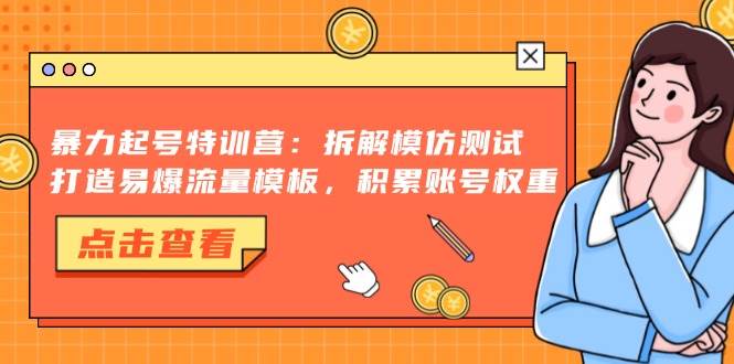 （13184期）暴力起号特训营：拆解模仿测试，打造易爆流量模板，积累账号权重-三六网赚