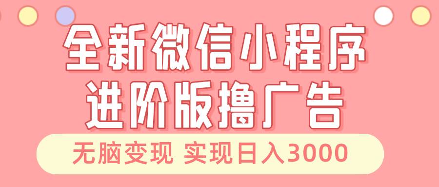 全新微信小程序进阶版撸广告 无脑变现睡后也有收入 日入3000＋-三六网赚