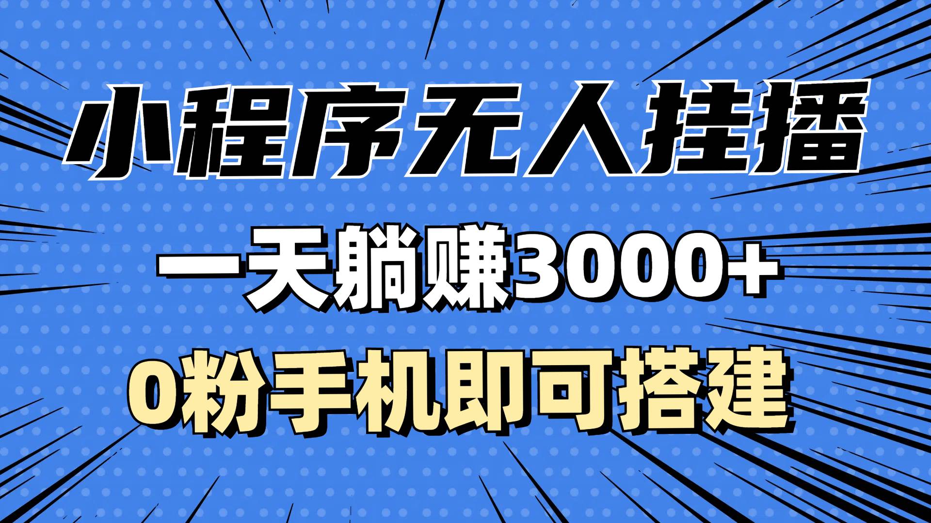 （13209期）抖音小程序无人挂播，一天躺赚3000+，0粉手机可搭建，不违规不限流，小…-三六网赚