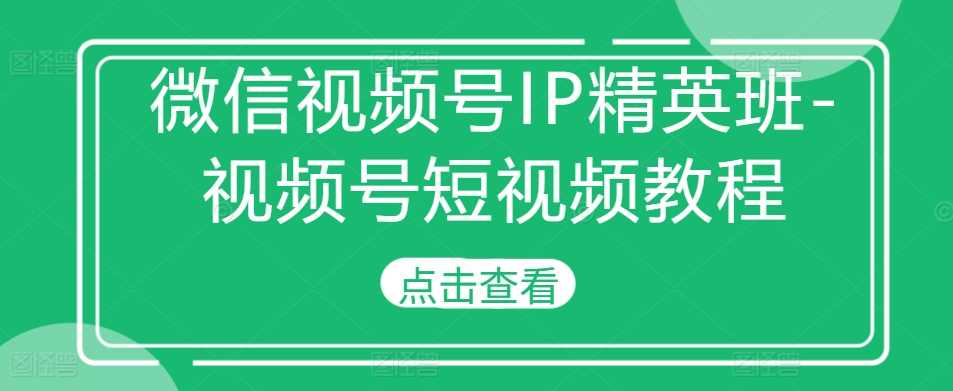 微信视频号IP精英班-视频号短视频教程-三六网赚