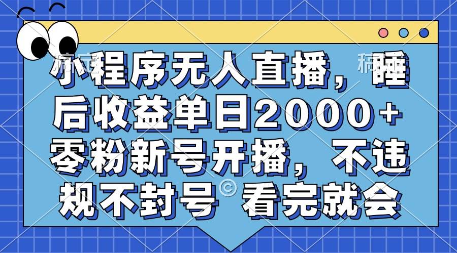 （13251期）小程序无人直播，睡后收益单日2000+ 零粉新号开播，不违规不封号 看完就会-三六网赚