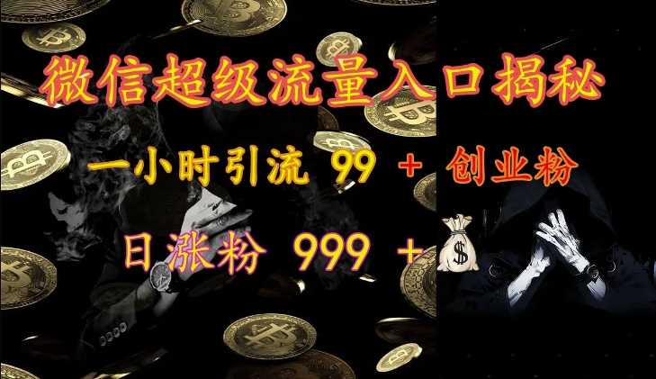 微信超级流量入口揭秘：一小时引流 99 + 创业粉，日涨粉 999 +-三六网赚