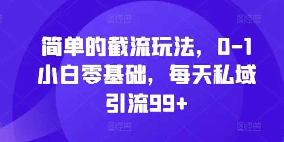 简单的截流玩法，0-1小白零基础，每天私域引流99+【揭秘】-三六网赚