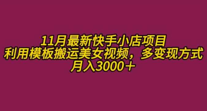 11月K总部落快手小店情趣男粉项目，利用模板搬运美女视频，多变现方式月入3000+-三六网赚