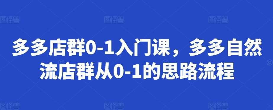 多多店群0-1入门课，多多自然流店群从0-1的思路流程-三六网赚