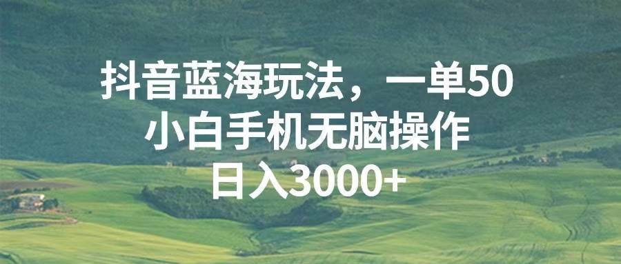 （13353期）抖音蓝海玩法，一单50，小白手机无脑操作，日入3000+-三六网赚