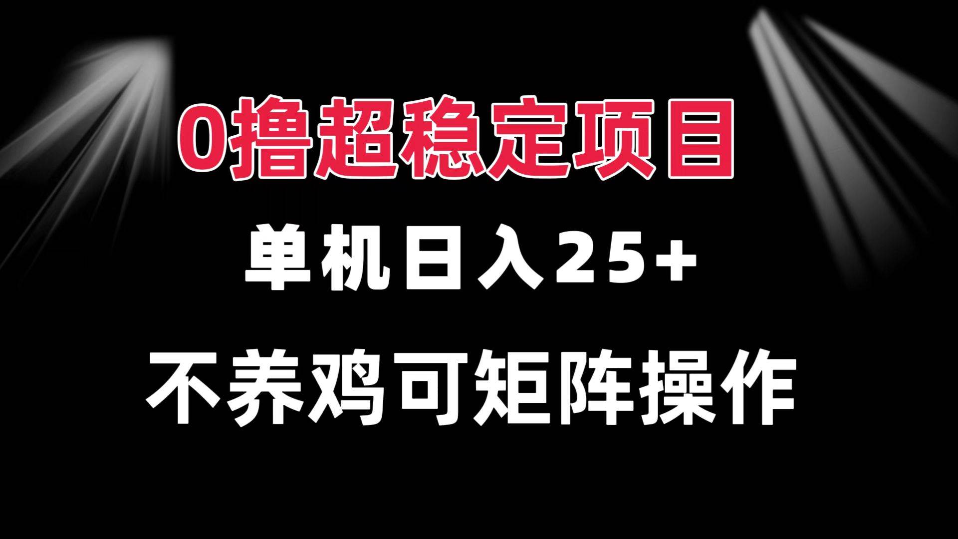 （13355期）0撸项目 单机日入25+ 可批量操作 无需养鸡 长期稳定 做了就有-三六网赚