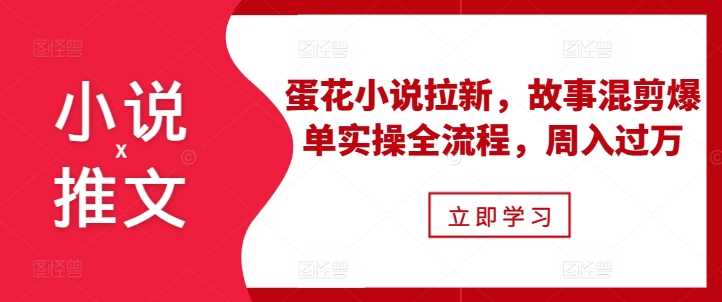 小说推文之蛋花小说拉新，故事混剪爆单实操全流程，周入过万-三六网赚