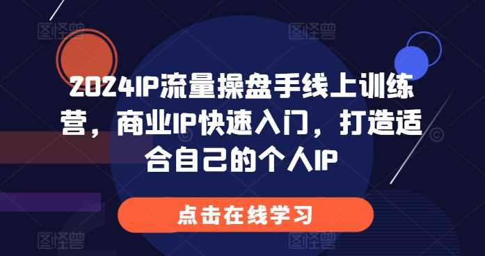 2024IP流量操盘手线上训练营，商业IP快速入门，打造适合自己的个人IP-三六网赚