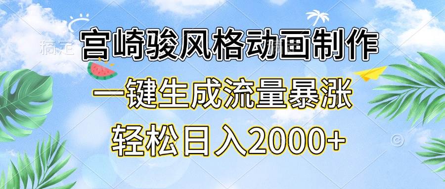 （13386期）宫崎骏风格动画制作，一键生成流量暴涨，轻松日入2000+-三六网赚