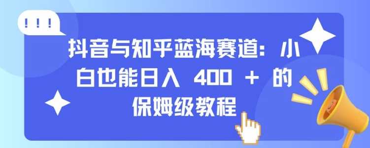 抖音与知乎蓝海赛道：小白也能日入 4张 的保姆级教程-三六网赚