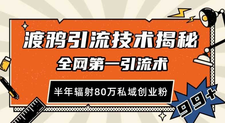 渡鸦引流技术，全网第一引流术，半年辐射80万私域创业粉 【揭秘】-三六网赚