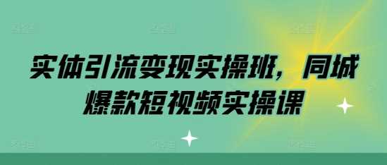 实体引流变现实操班，同城爆款短视频实操课-三六网赚