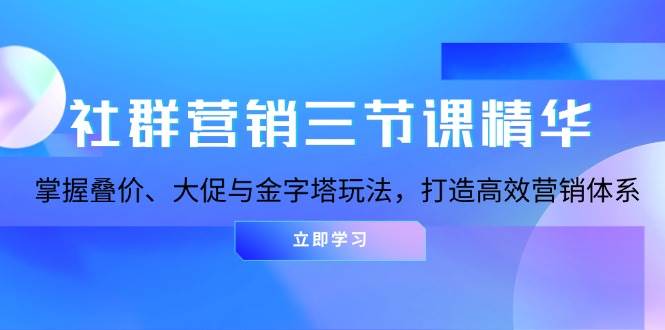 （13431期）社群营销三节课精华：掌握叠价、大促与金字塔玩法，打造高效营销体系-三六网赚